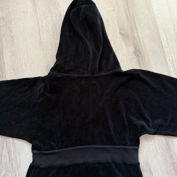 Juicy Couture Women’s Black Velour Hooded Mini Dress Size Small Y2K - Picture 3 of 10